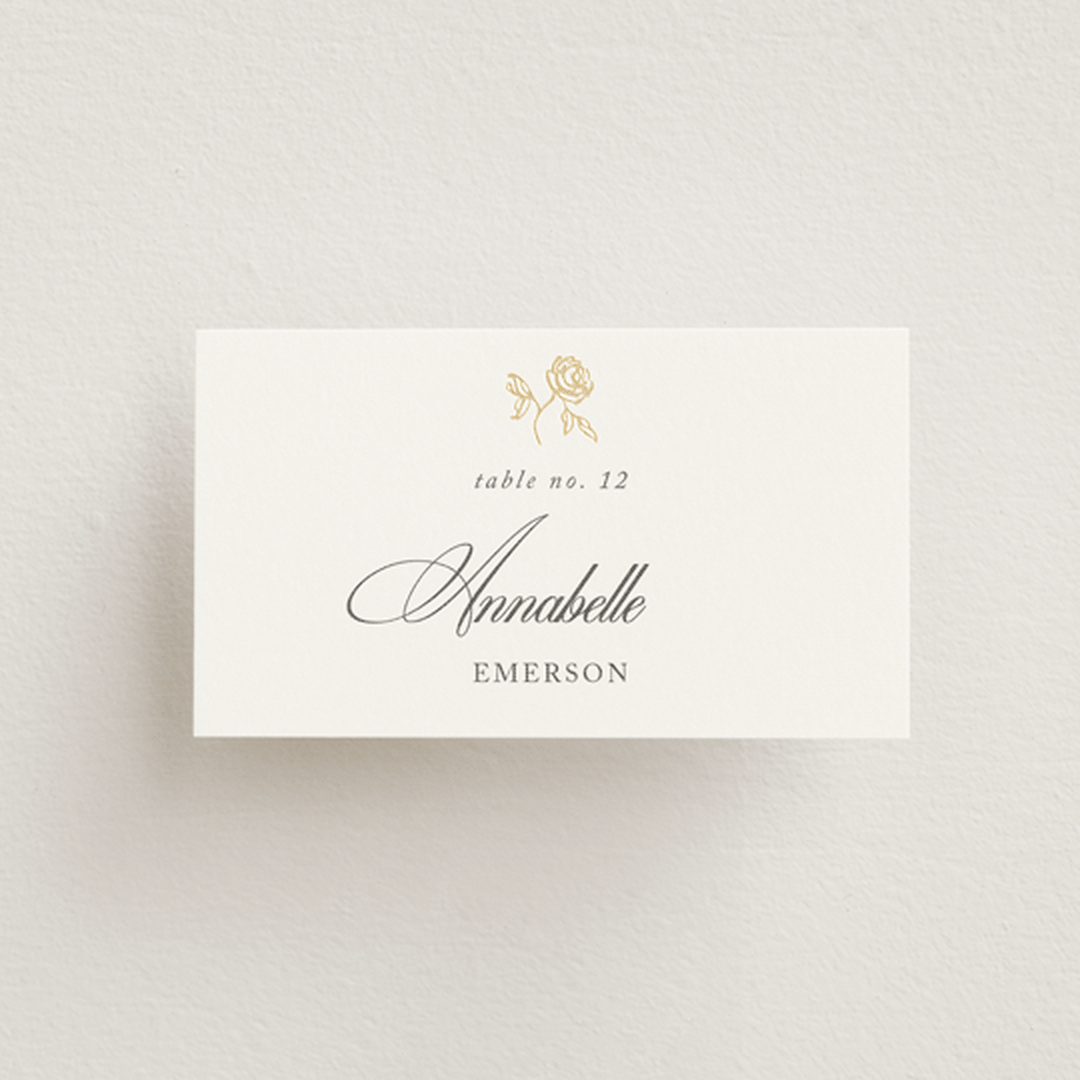 "Here With You" - Place Cards in Classic Bride by Design Lotus - Front with Free Guest Printing