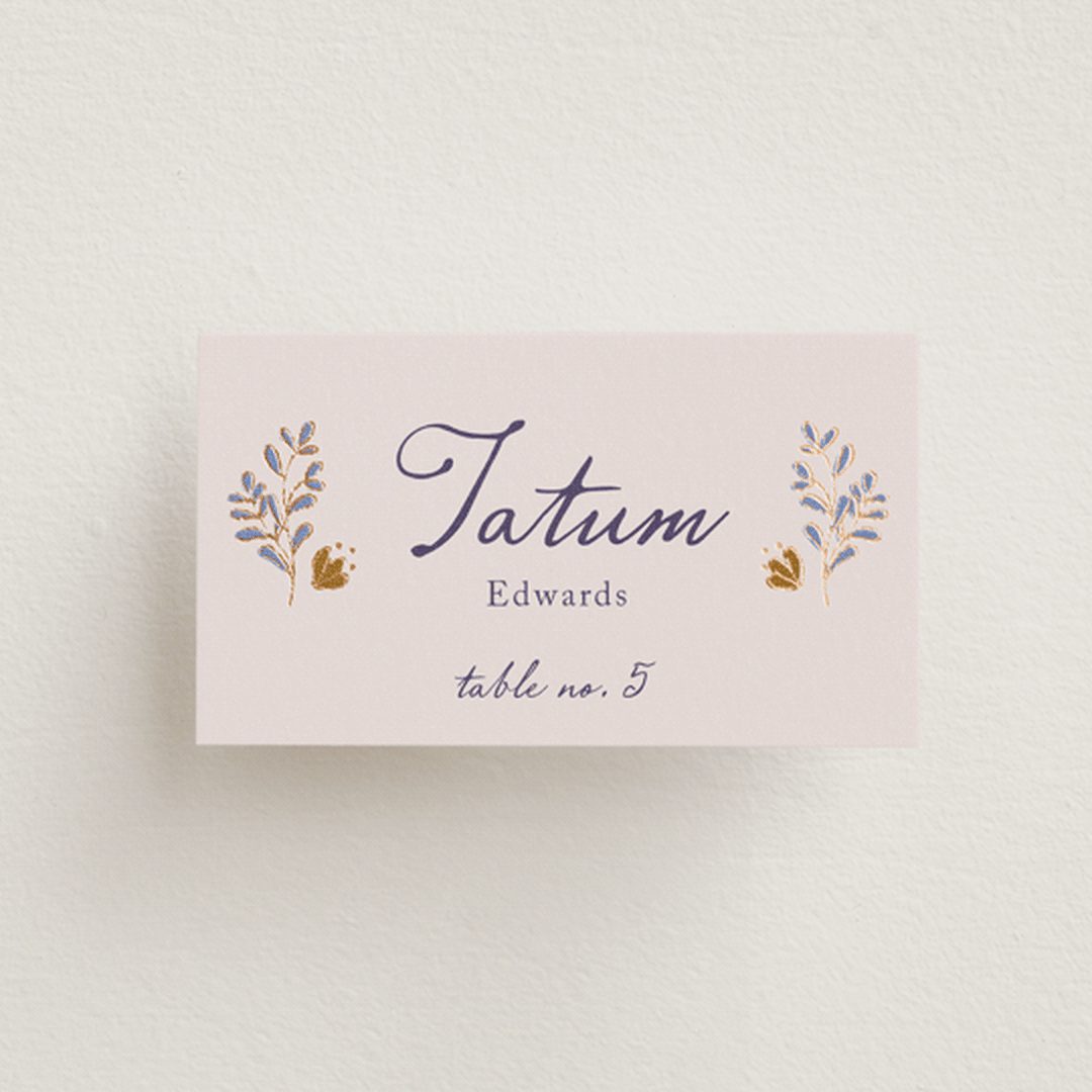 "Together in Bloom" - Place Cards in Wisteria by Monika Konieczna - Front with Free Guest Printing