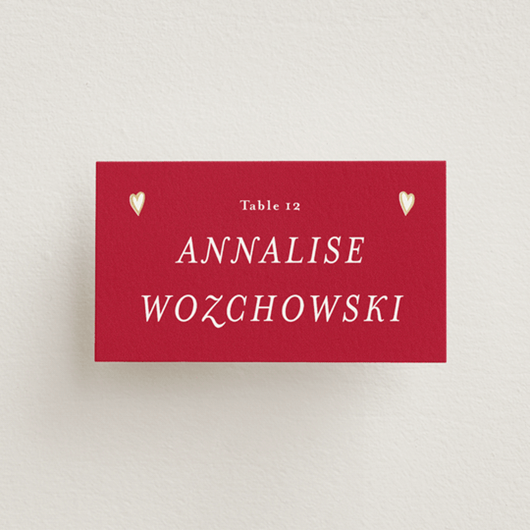 "Amore" - Place Cards in Snow by Ani Somi - Front with Free Guest Printing