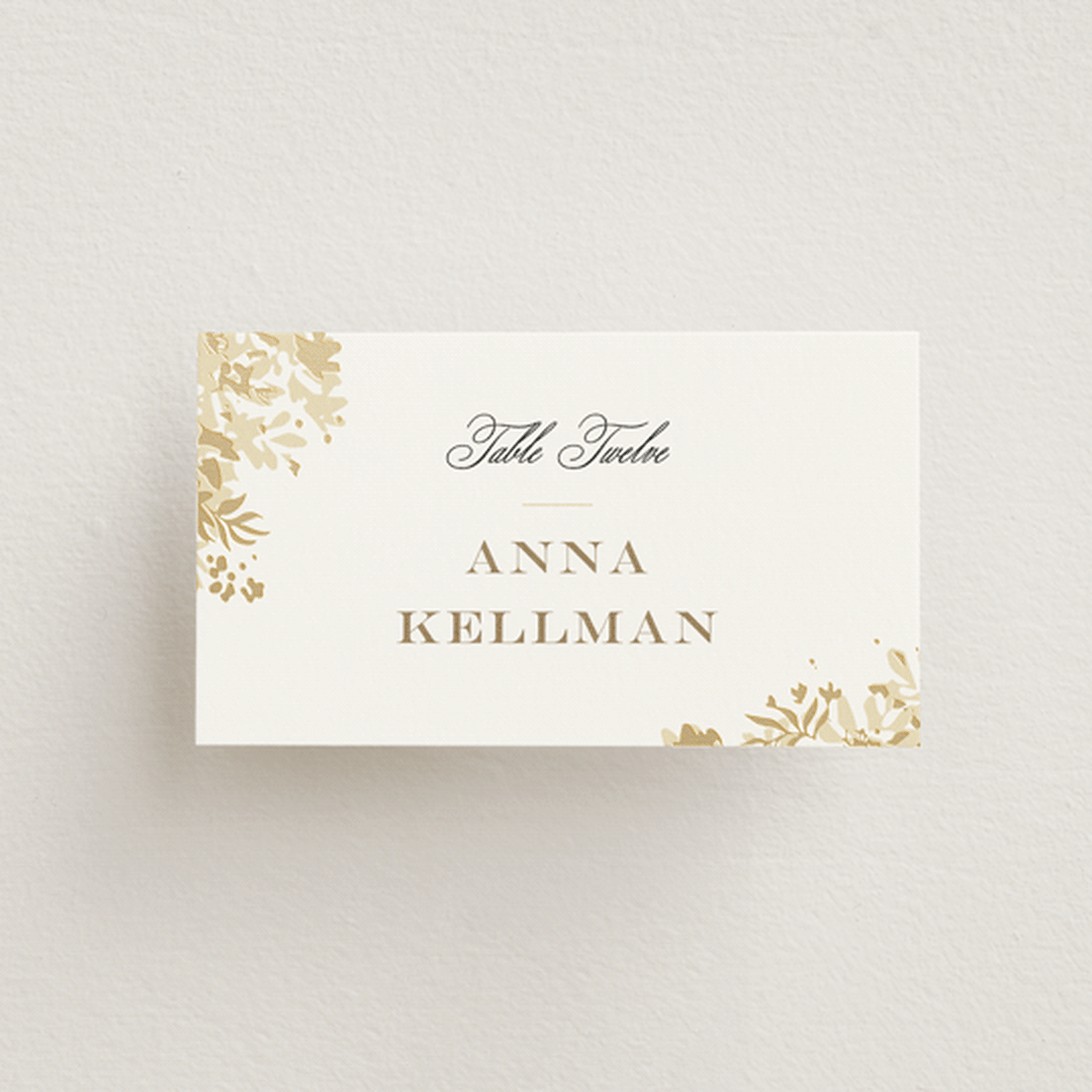 "Heritage" - Place Cards in Honeysuckle by Leah Bisch - Flat with Guest Name Printing
