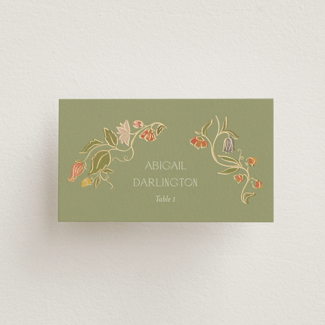 "Radiant Botany" - Place Cards in Mint by Simona Camp - Flat with Guest Name Printing