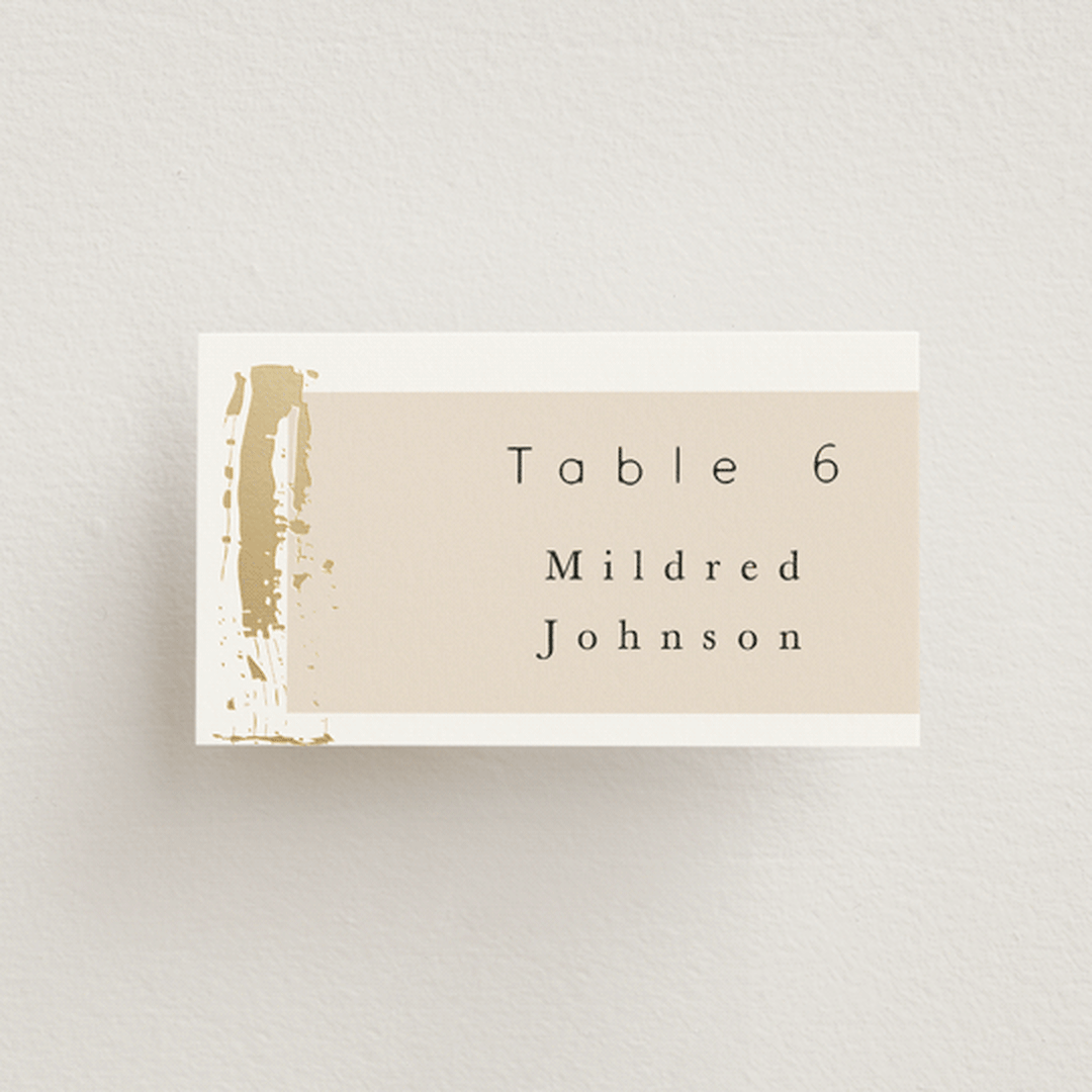 "Modern Serene" - Place Cards in Blush by Hannah Williams - Front with Free Guest Printing