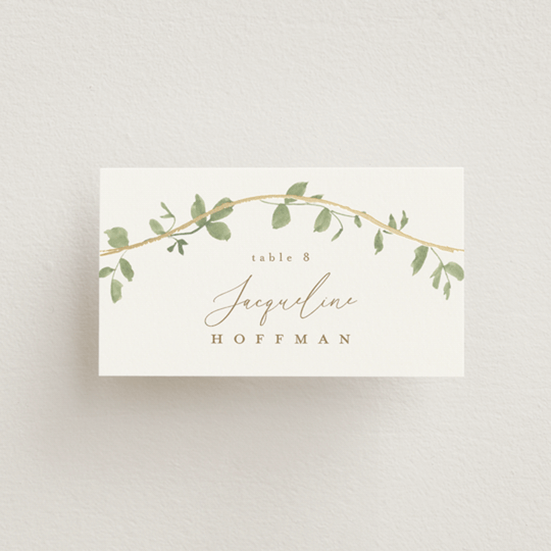 "Canopy" - Place Cards in Ivy by Everett Paper Goods - Front with Free Guest Printing