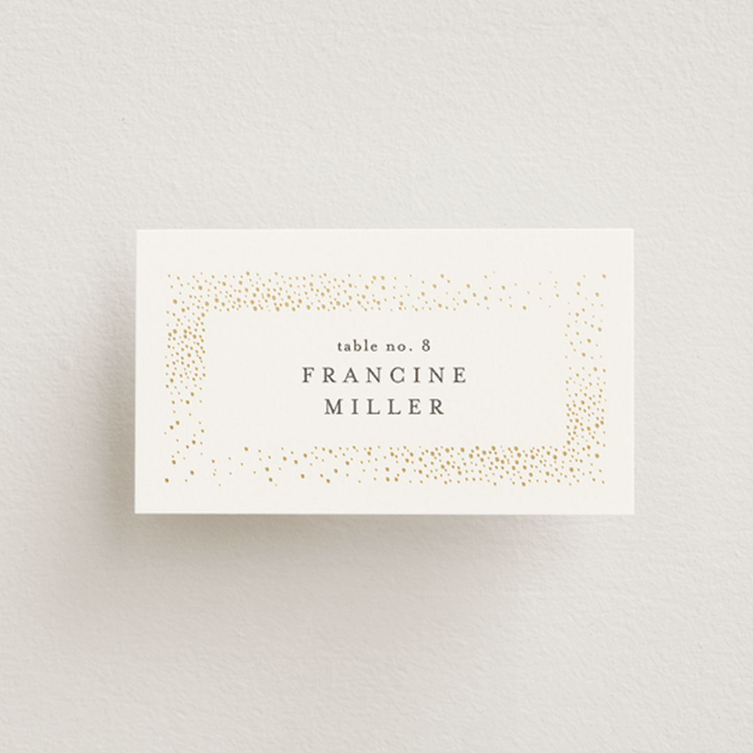 "Flicker" - Place Cards in Sparkle by Pixel and Hank - Front with Free Guest Printing