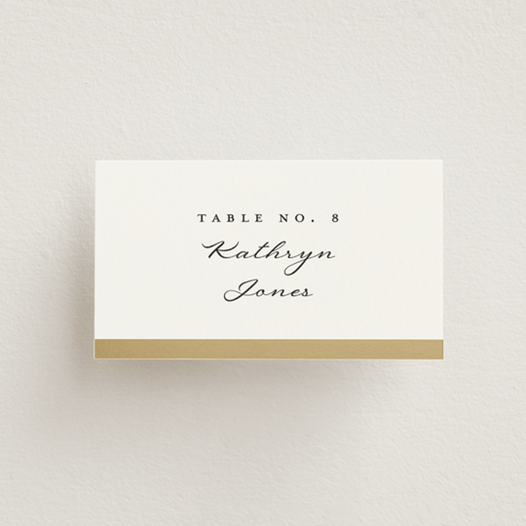 "Defined" - Place Cards in Snow by mo kelley - Front with Free Guest Printing