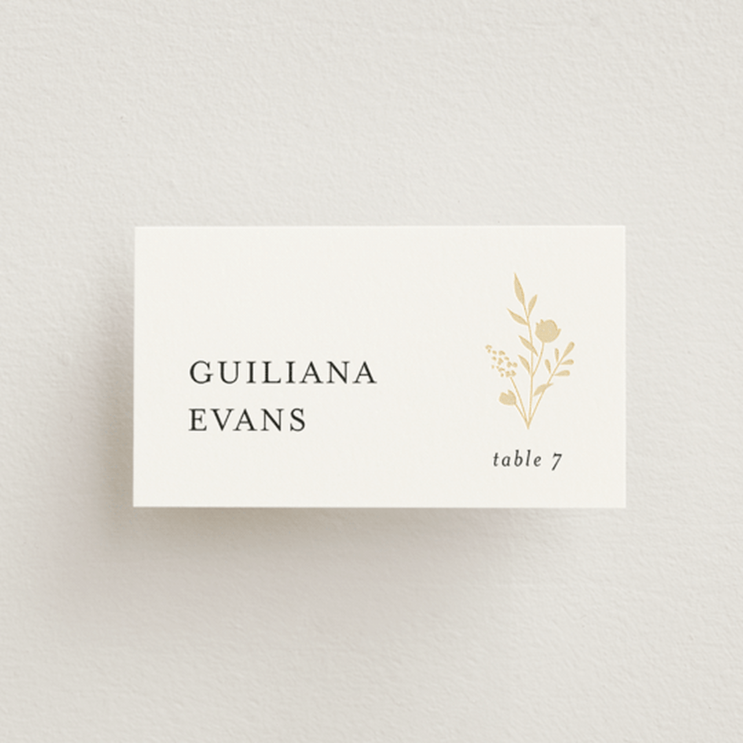 "Wildflower" - Place Cards in Cotton by Jennifer Postorino - Front with Free Guest Printing