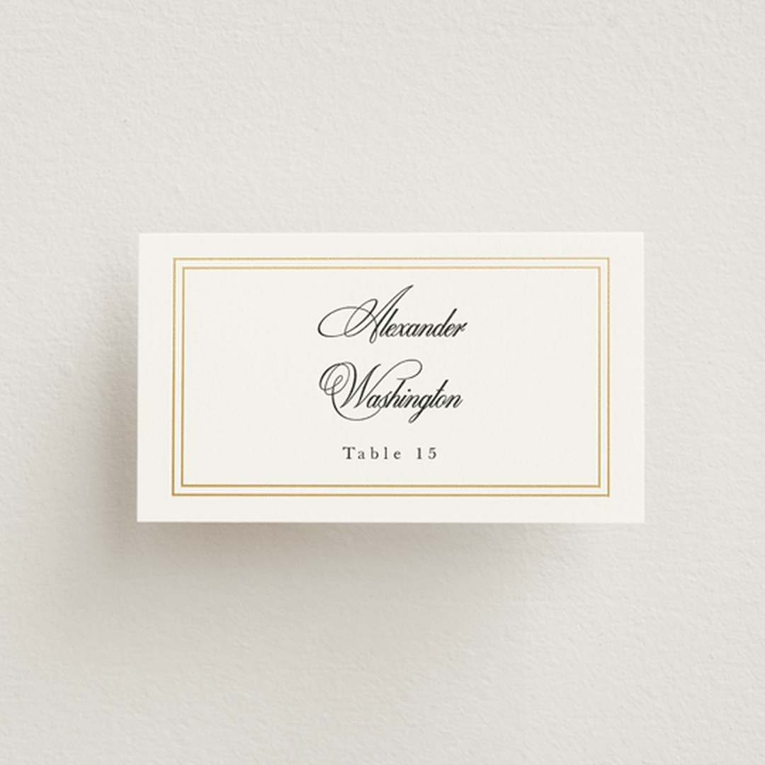 "Traditionalist" - Place Cards in Snow by Sarah Brown - Front with Free Guest Printing