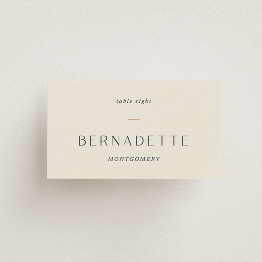 "Walnut" - Place Cards in Linen by Blustery August - Front with Free Guest Printing