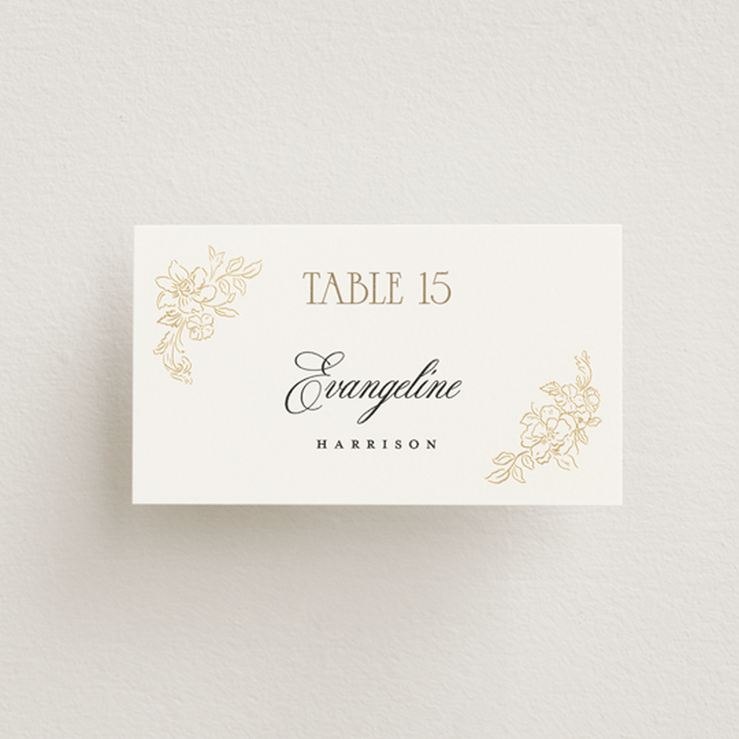 "Rococo" - Place Cards in Pearl by Jenna Holcomb - Front with Free Guest Printing