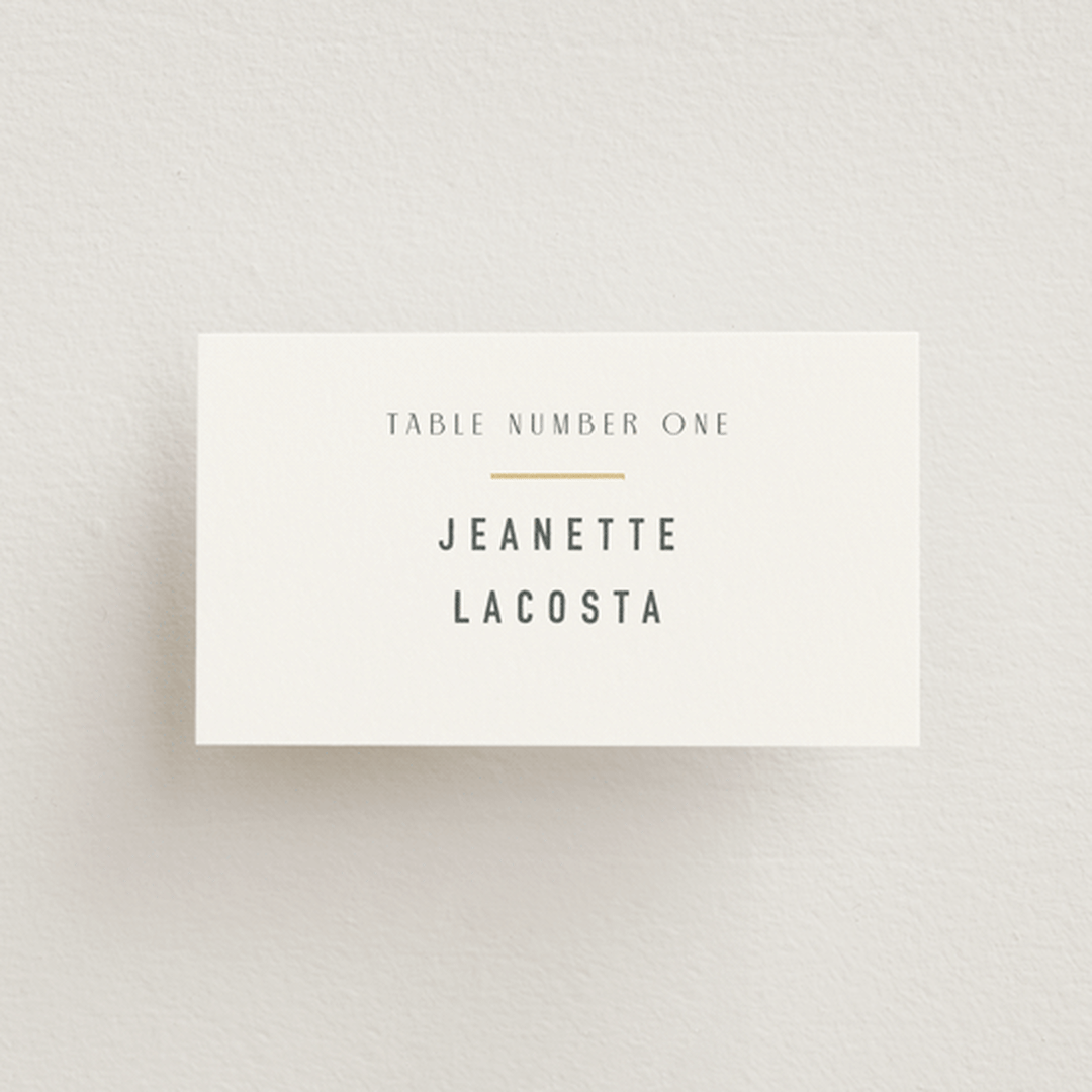 "Minimal Monogram" - Place Cards in Granite by Jackie Mangiolino - Front with Free Guest Printing