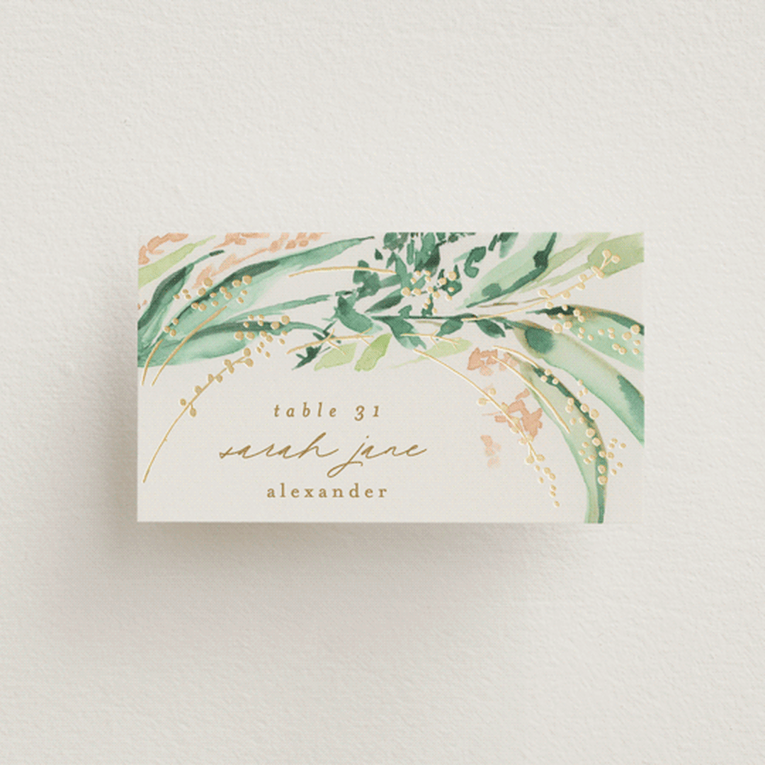 "fresh tropical" - Place Cards in Greenery by Phrosné Barwood - Front with Free Guest Printing