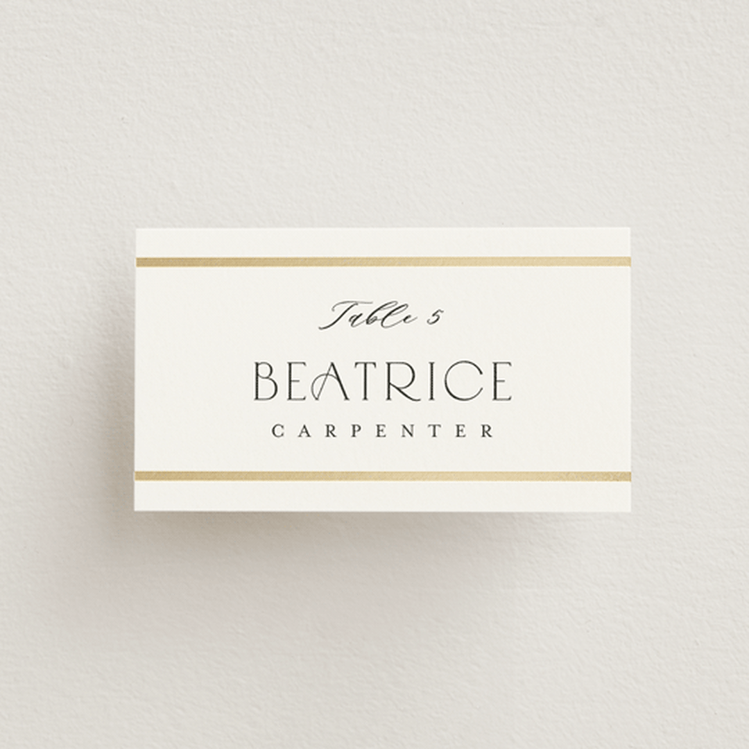 "Luster" - Place Cards in Cotton by Stacey Meacham - Front with Free Guest Printing