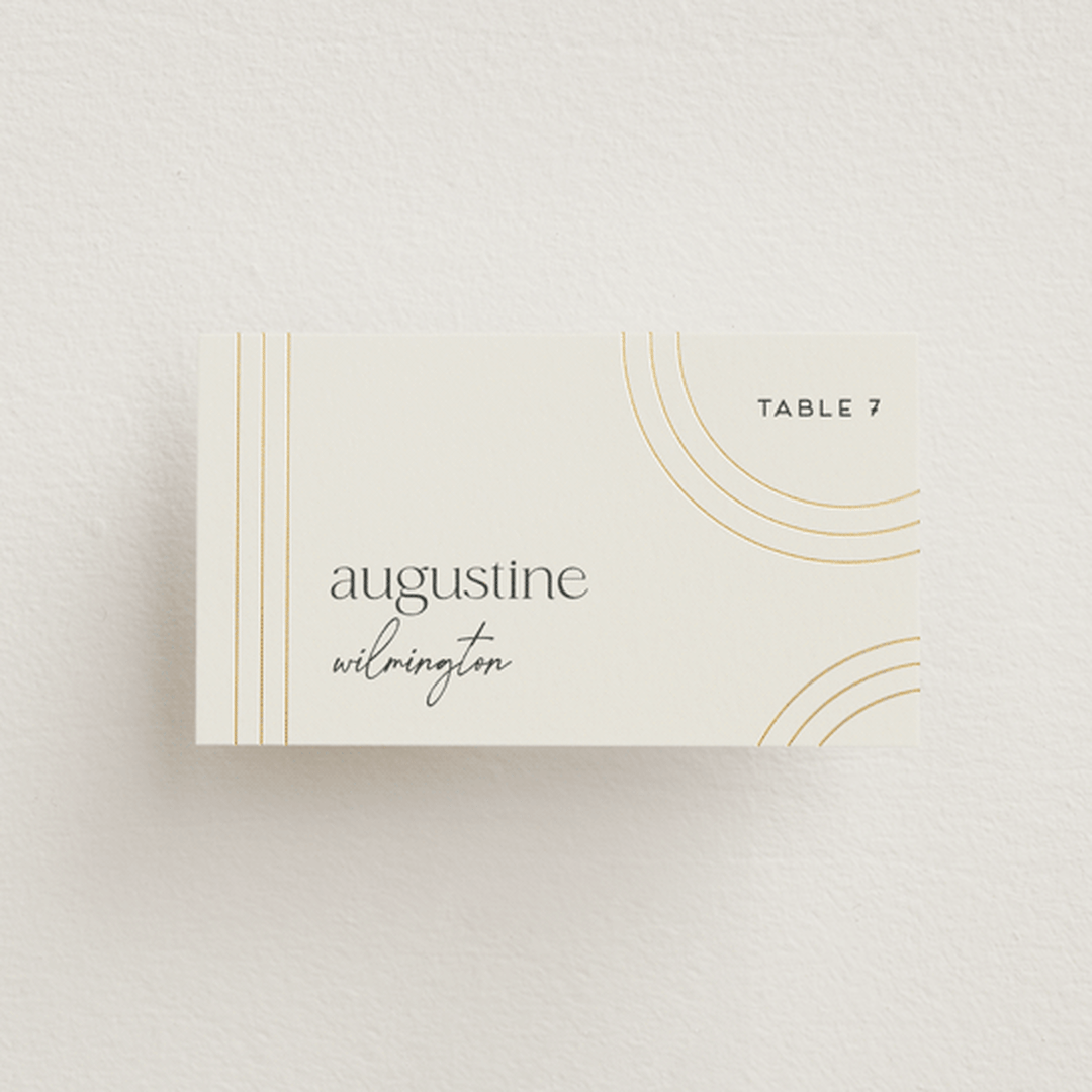 "Curves" - Place Cards in Chiffon by Amy Payne - Front with Free Guest Printing