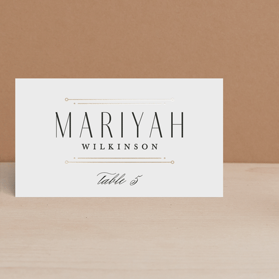 "Modern Deco" - Place Cards in Sugar by Hooray Creative - Front