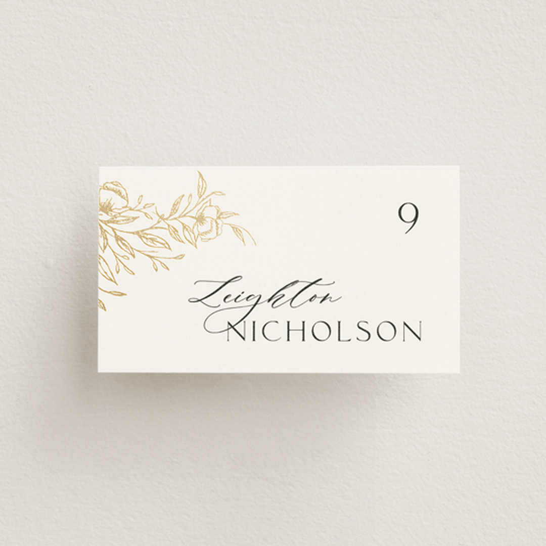 "KEIRAH" - Place Cards in Pearl by Melanie Kosuge - Front with Free Guest Printing