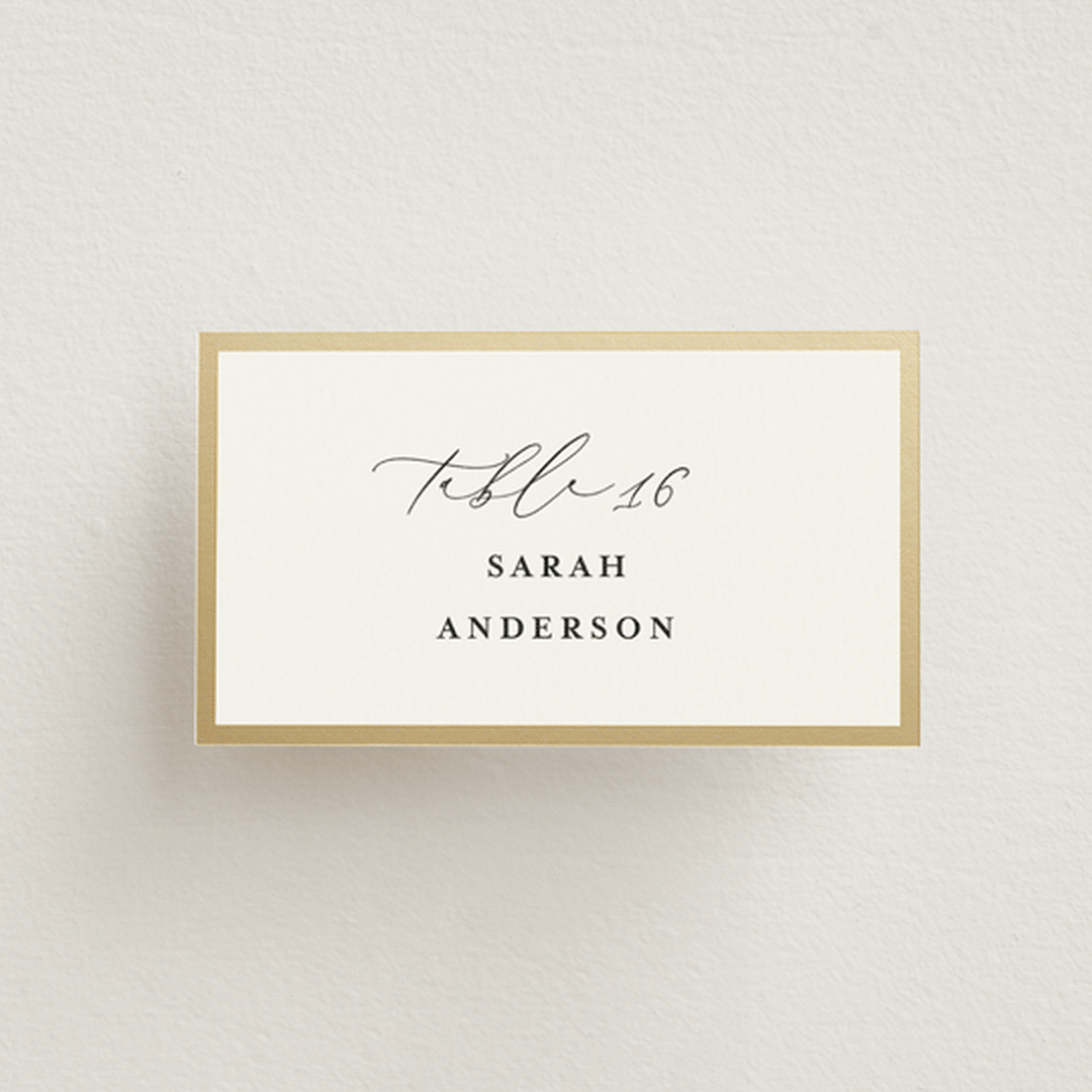 "Classic Love" - Place Cards in Vanilla by Susan Moyal - Front with Free Guest Printing