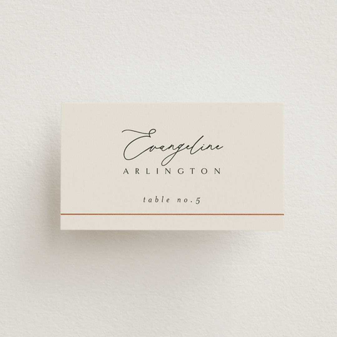 "Encircled Love" - Place Cards in Taupe by Kelly Schmidt - Front with Free Guest Printing