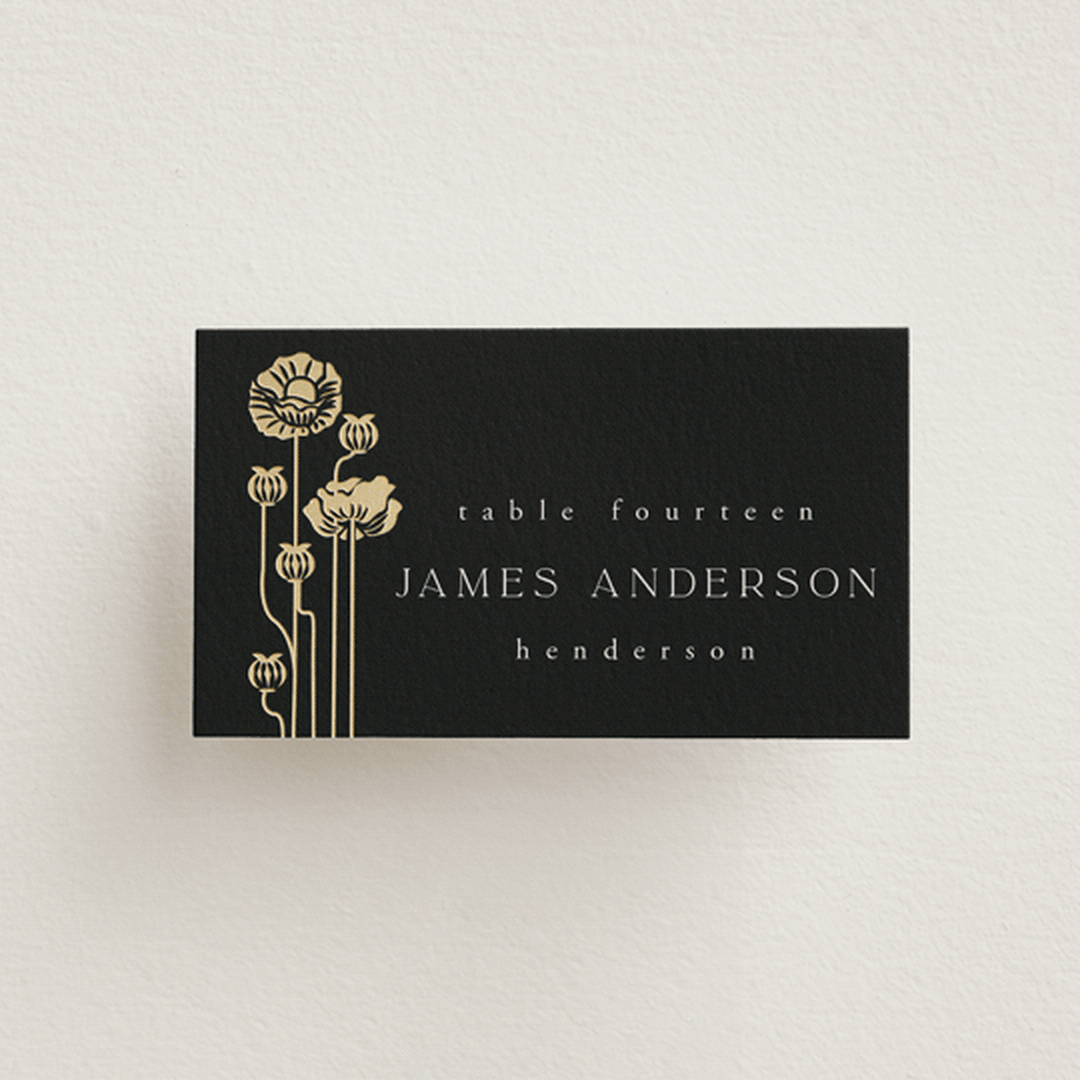 "Nouveau flowers" - Place Cards in Onyx by Ana de Sousa - Front
