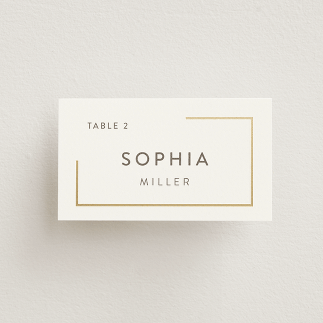 "Balanced" - Place Cards in Milk White by Robin Ott - Front with Free Guest Printing
