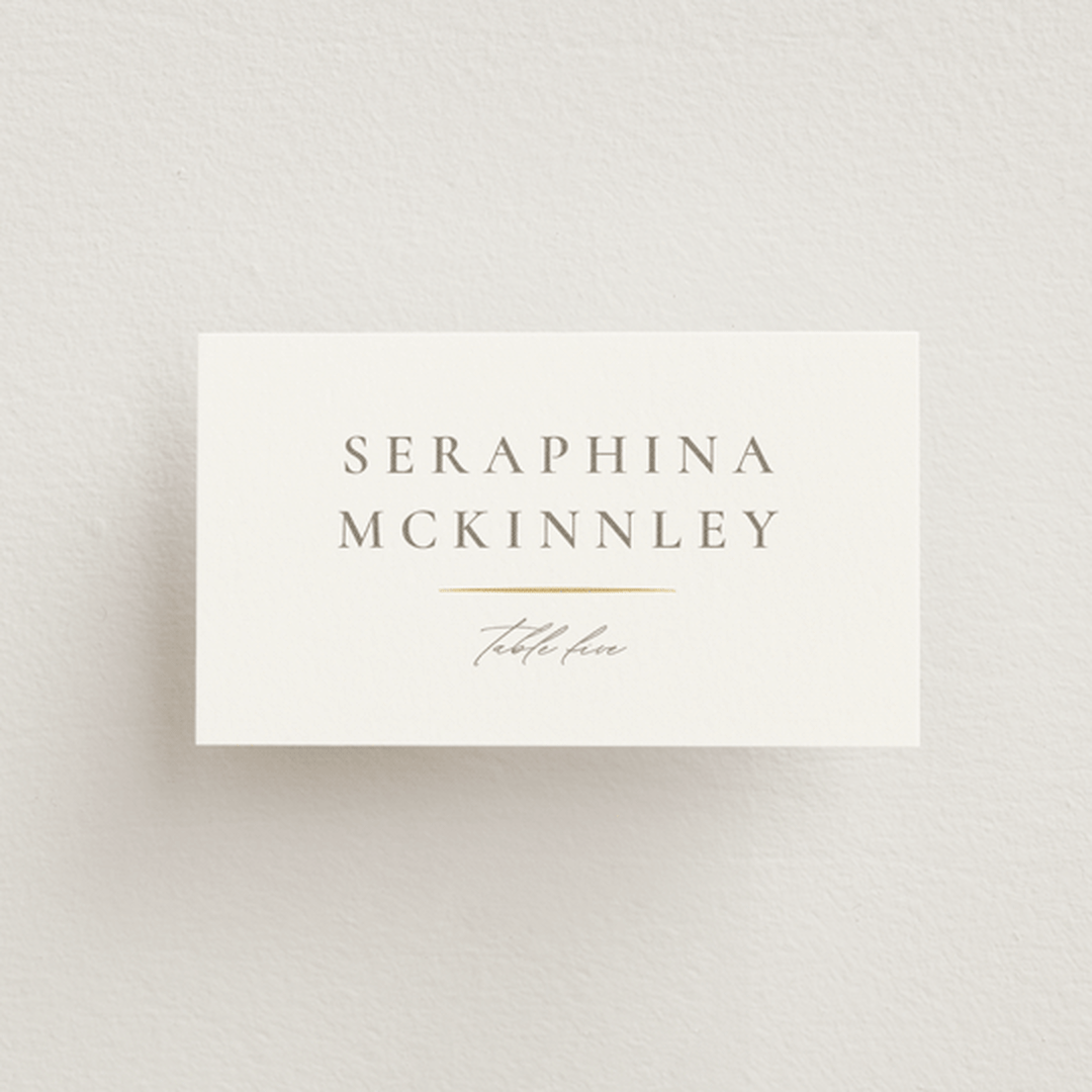"Classic Line Frame" - Place Cards in Silk by Wildfield Paper Co - Front with Free Guest Printing