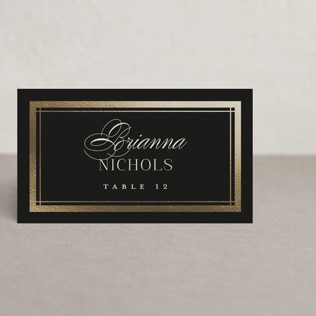 "Formal" - Place Cards in Onyx by Jessica Williams - Front with Free Guest Printing