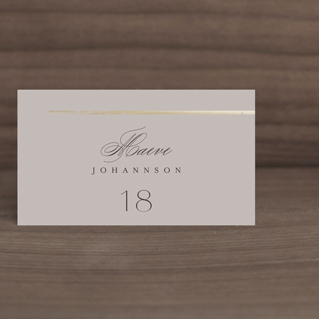 "Henley" - Place Cards in Quartz by Kristie Kern - Front with Free Guest Printing