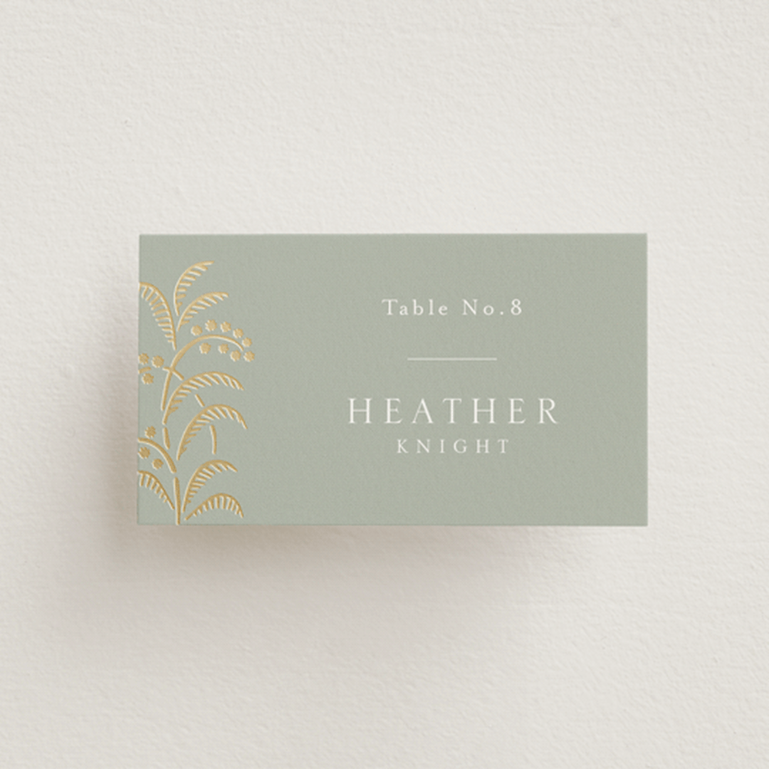 "Riviera" - Place Cards in Willow by Leia Matt - Front with Free Guest Printing