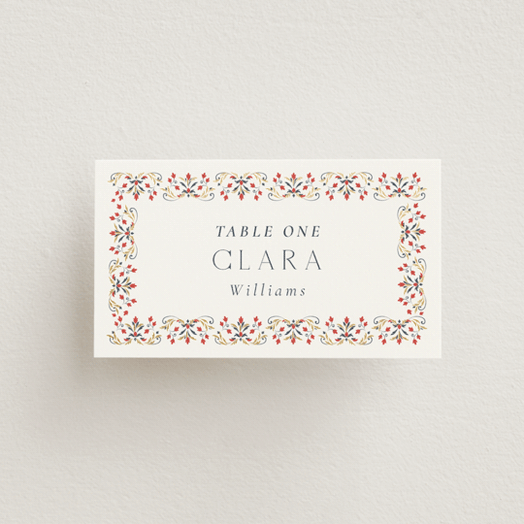 "Islamic Arch" - Place Cards in Scarlet by Sabrin Deirani - Front with Free Guest Printing