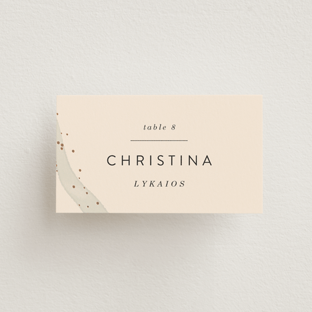 "Stefana" - Place Cards in Linen by Maria Hilas-Louie - Front with Free Guest Printing