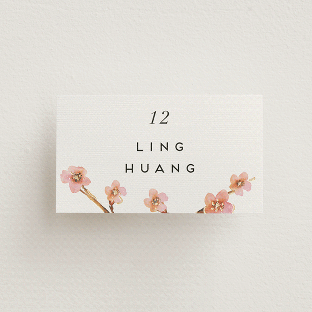 "Love Blossom" - Place Cards in Blush by Petra Kern - Front with Free Guest Printing