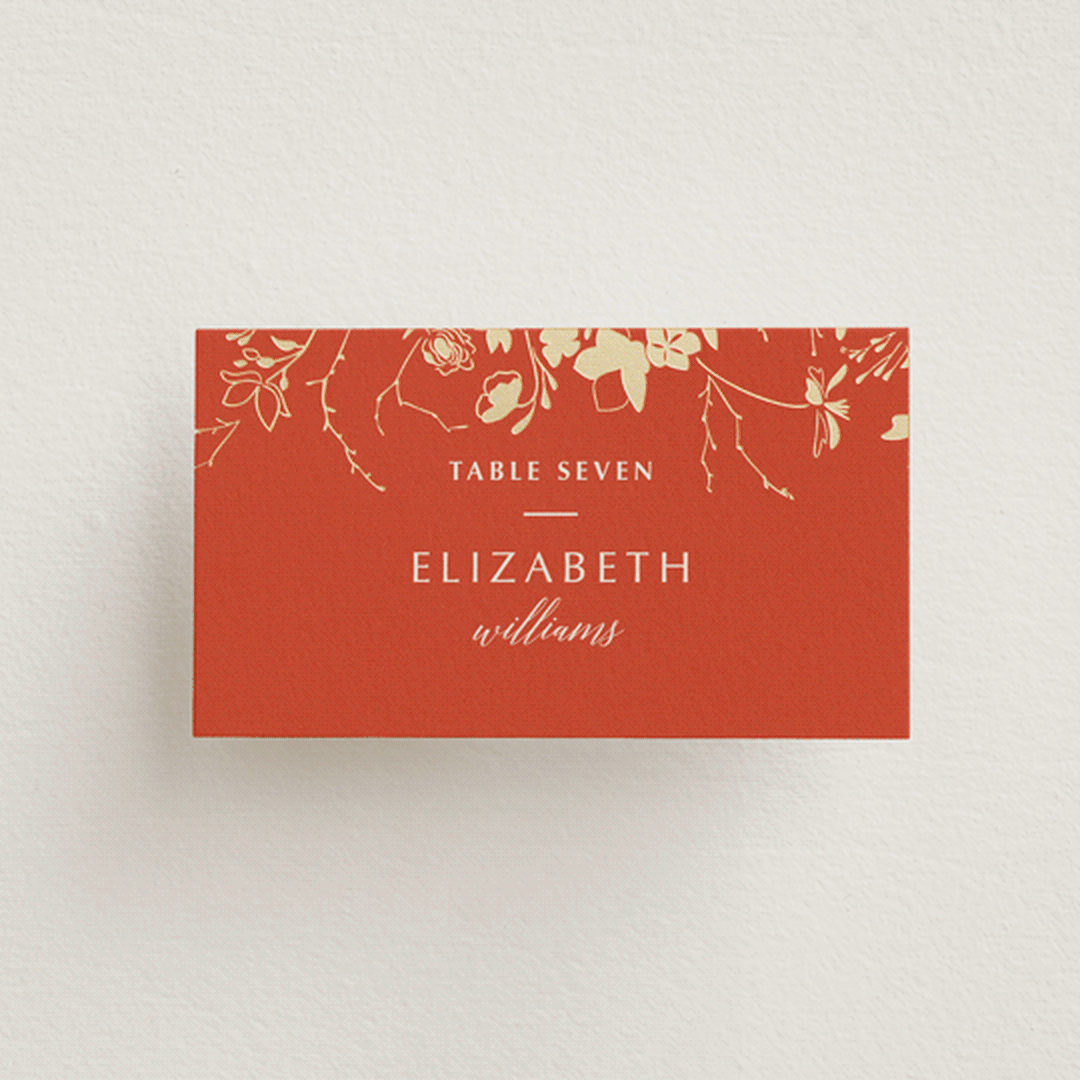 "Abstract Flora" - Place Cards in Lava by Stellax Creative - Front with Free Guest Printing