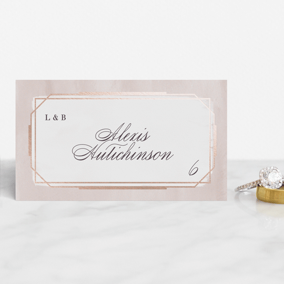 "Forever Elegant" - Place Cards in Mauve by Hooray Creative - Front with Free Guest Printing