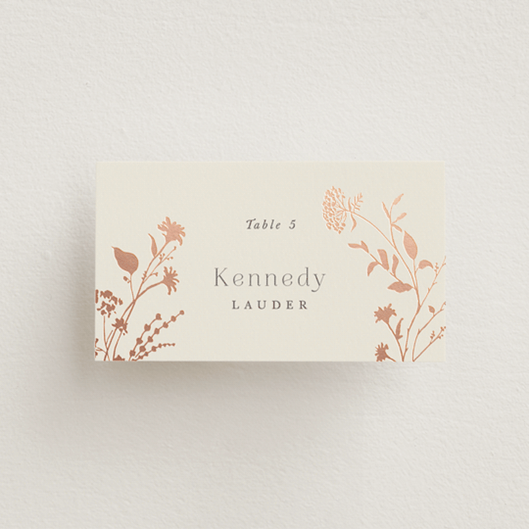 "Queen Anne's Lace" - Place Cards in Creme Brulee by Jennifer Wick - Front with Free Guest Printing