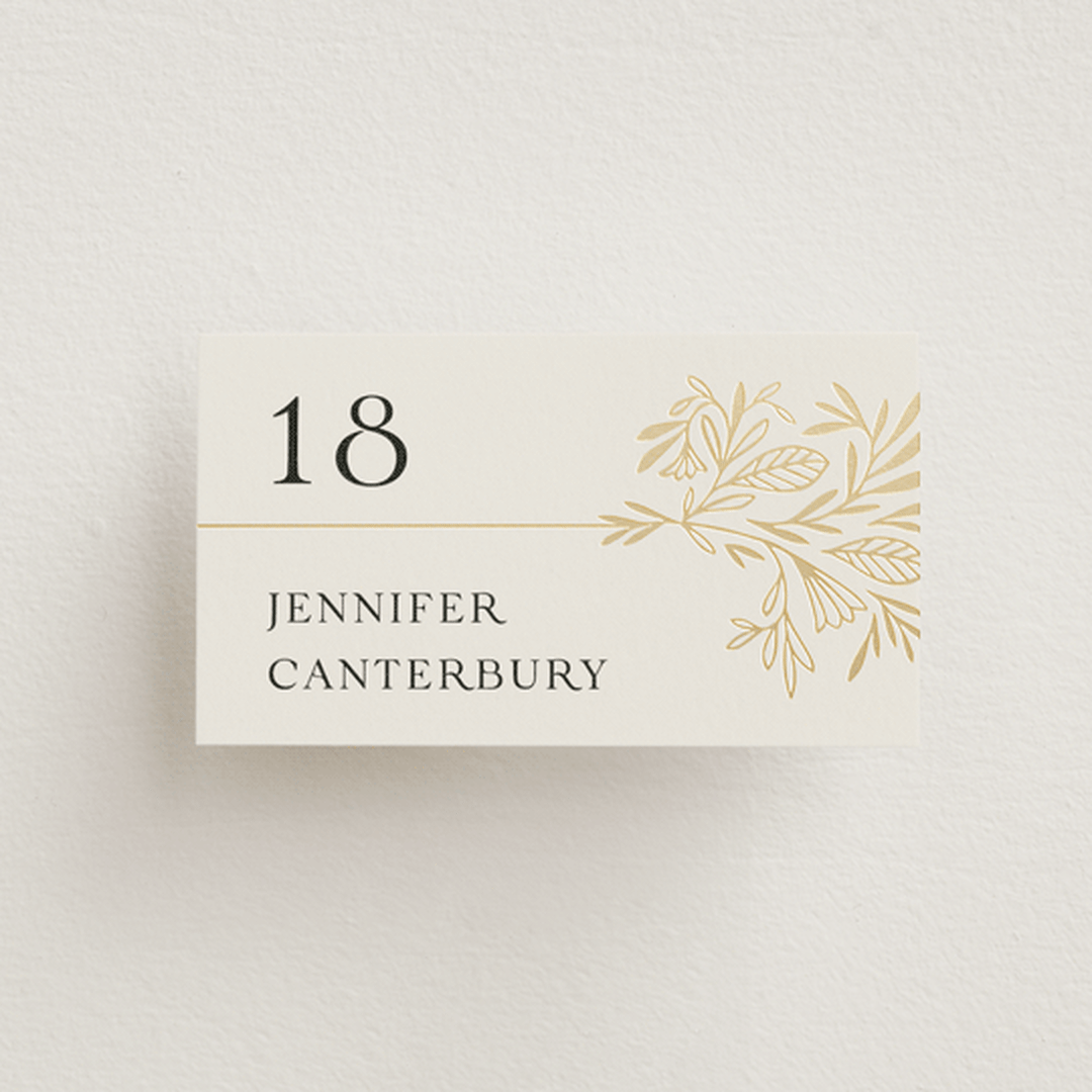 "Baroque" - Place Cards in Cream by Jen Owens - Front with Free Guest Printing