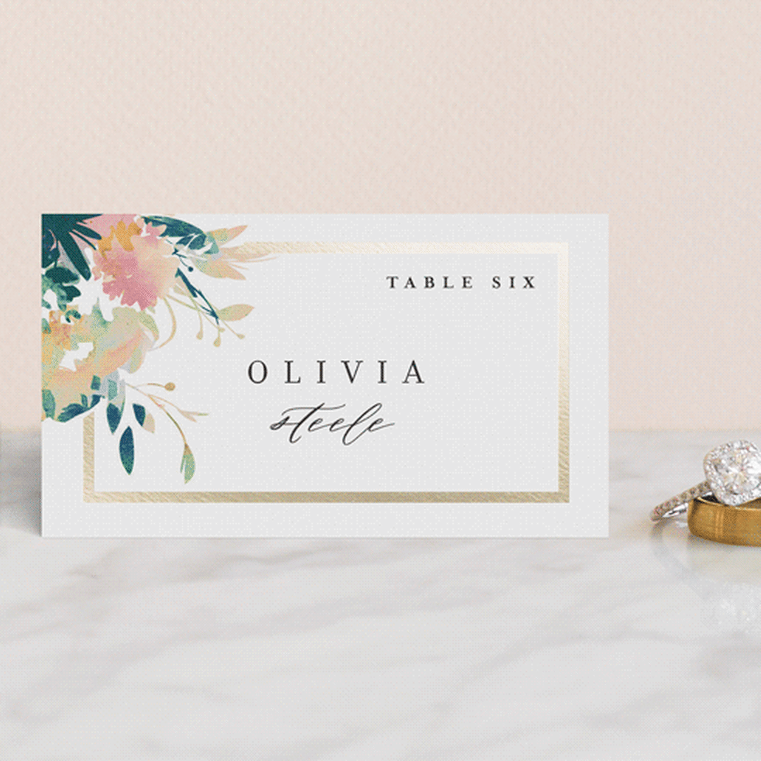 "Pretty Wildflowers" - Place Cards in Garden by Lori Wemple - Front with Free Guest Printing