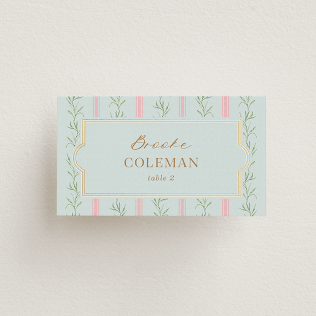 "Castle" - Place Cards in Hummingbird by Claudia Orengo - Front with Free Guest Printing