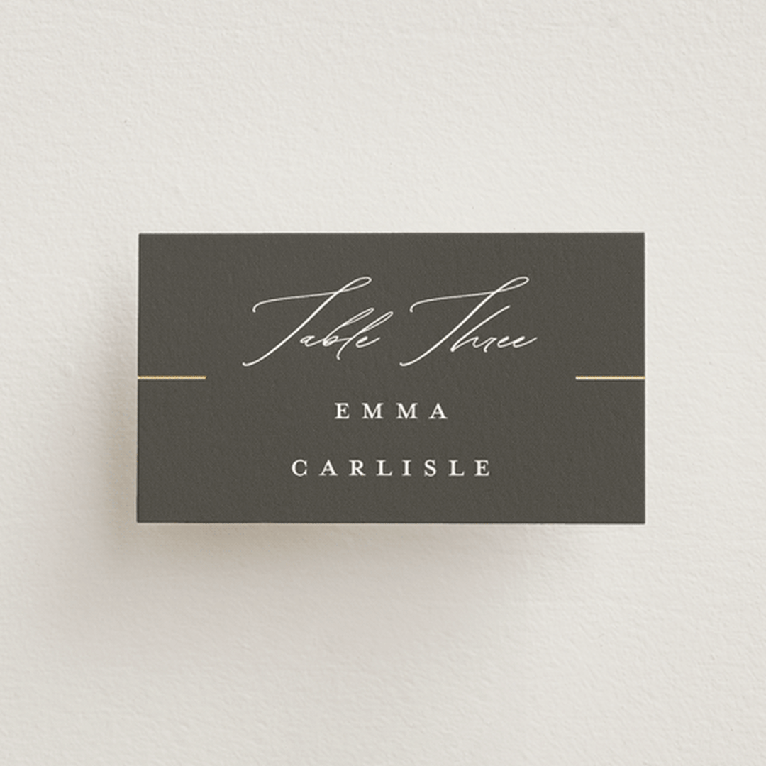 "Formal lines" - Place Cards in Iron by Erica Krystek - Front with Free Guest Printing