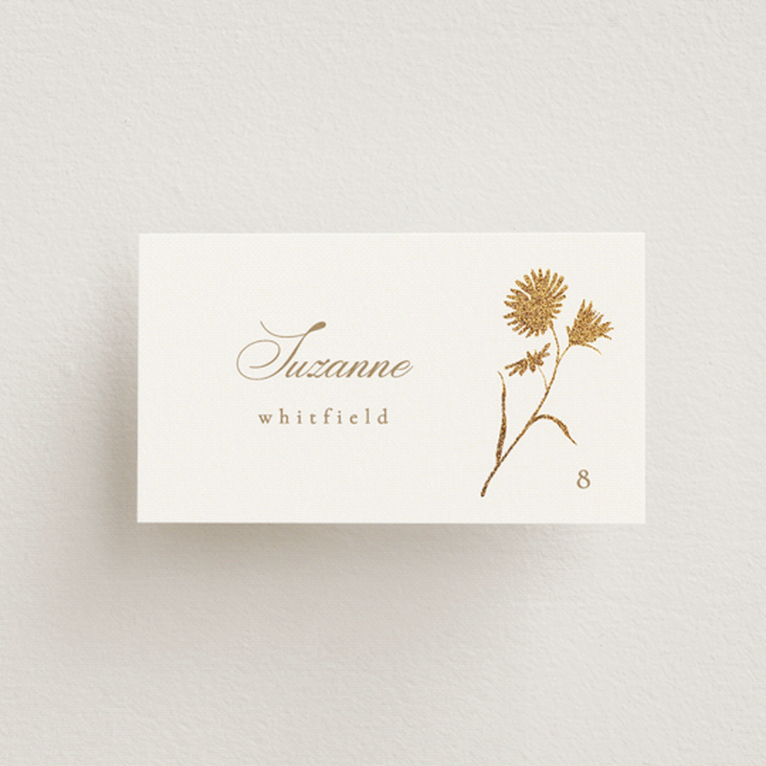 "The Romantic" - Place Cards in Buttercream by Kristie Kern - Front with Free Guest Printing