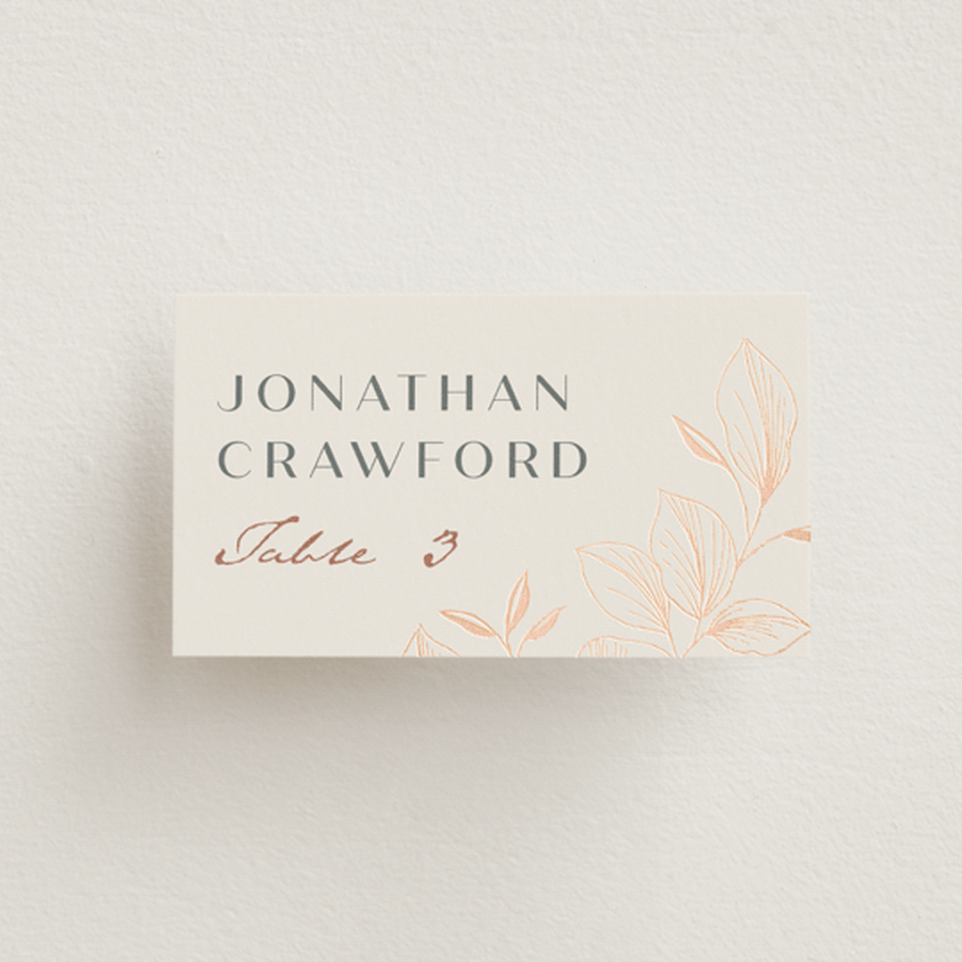"Lovely" - Place Cards in Creme by Stardust Design Studio - Front with Free Guest Printing
