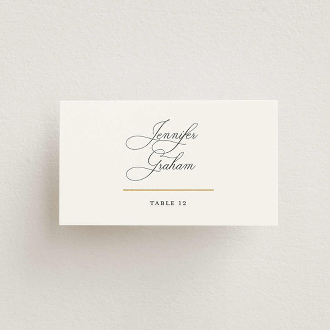 "Elegant Flourish" - Place Cards in Sugar by Jessica Williams - Front with Free Guest Printing