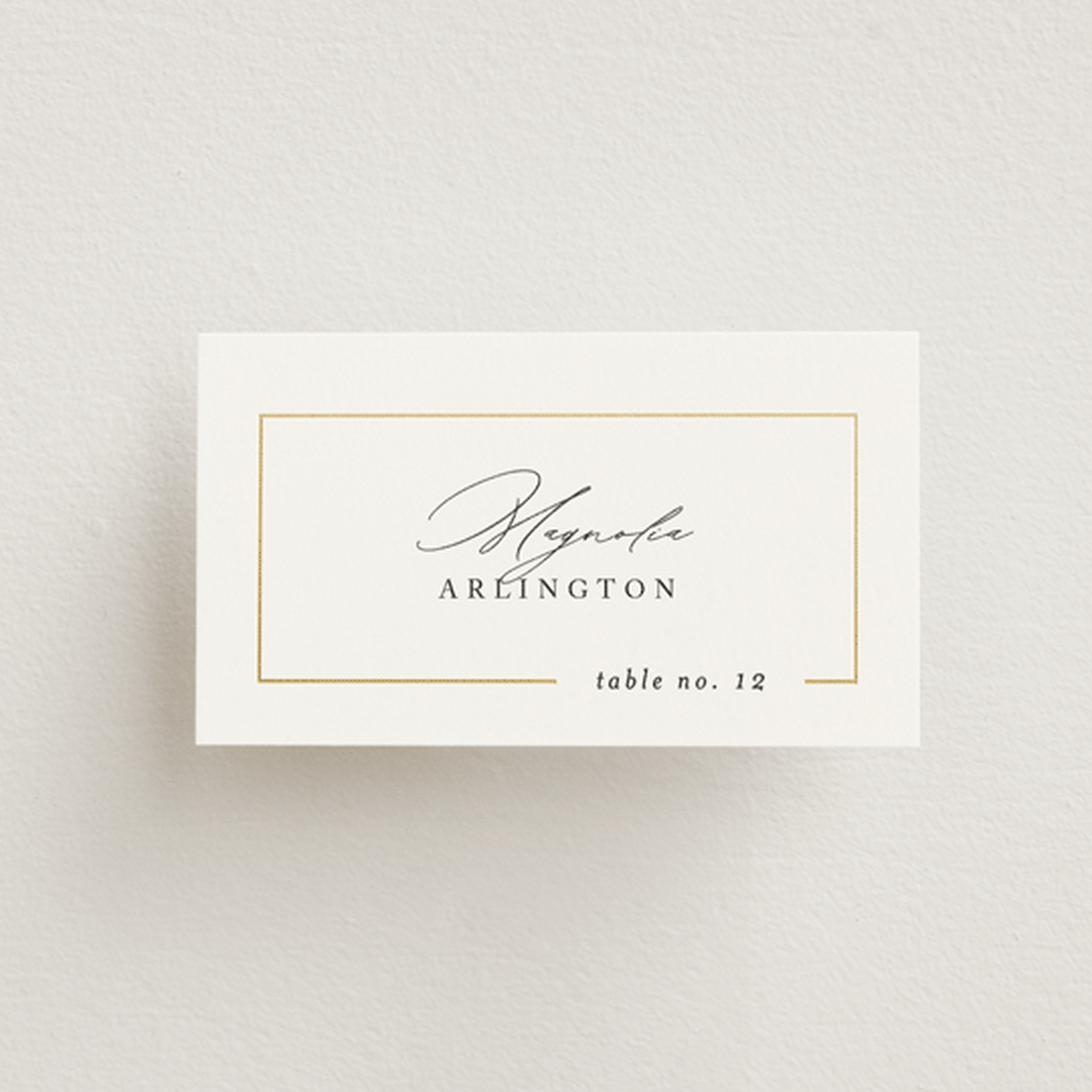 "Gilded Border" - Place Cards in Silk by Kelly Schmidt - Front with Free Guest Printing
