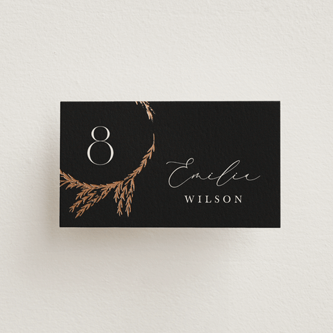 "Locket" - Place Cards in Pearl by Erin L. Wilson - Front with Free Guest Printing