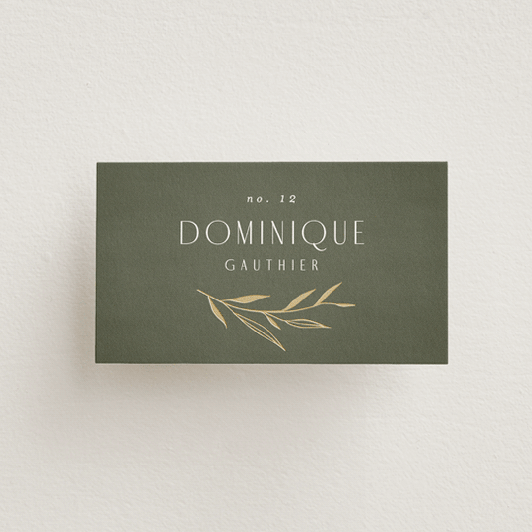 "Botanical Arches" - Place Cards in Moss by Kelly Schmidt - Front with Free Guest Printing