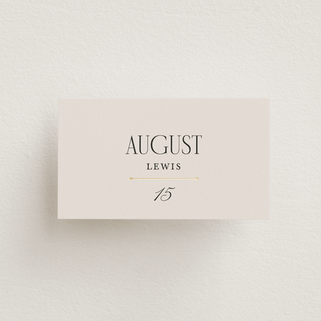 "Mirin" - Place Cards in Linen by Kate Ahn - Front with Free Guest Printing