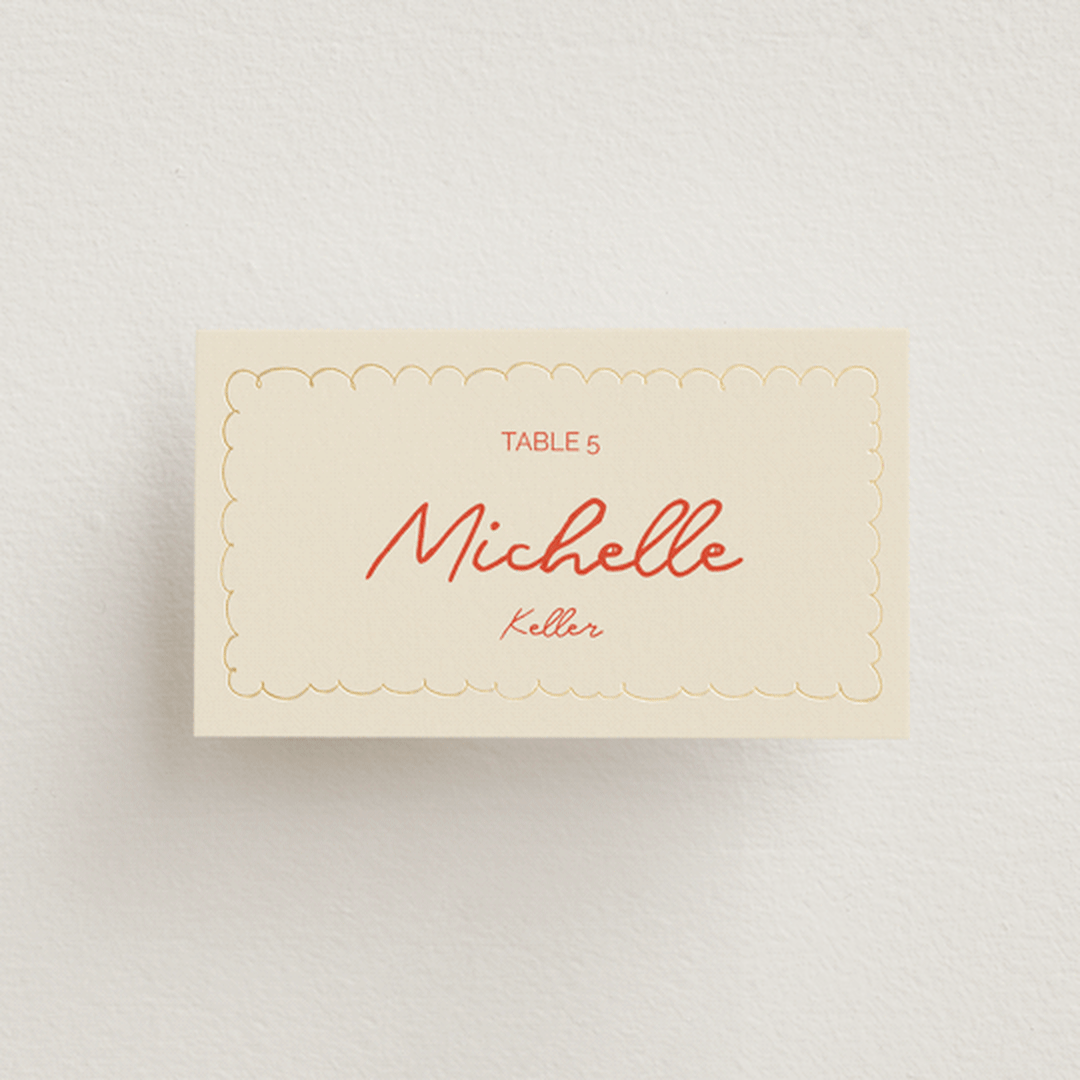 "Party On!" - Place Cards in Sangria Spark by Zove Ahhh - Front with Free Guest Printing