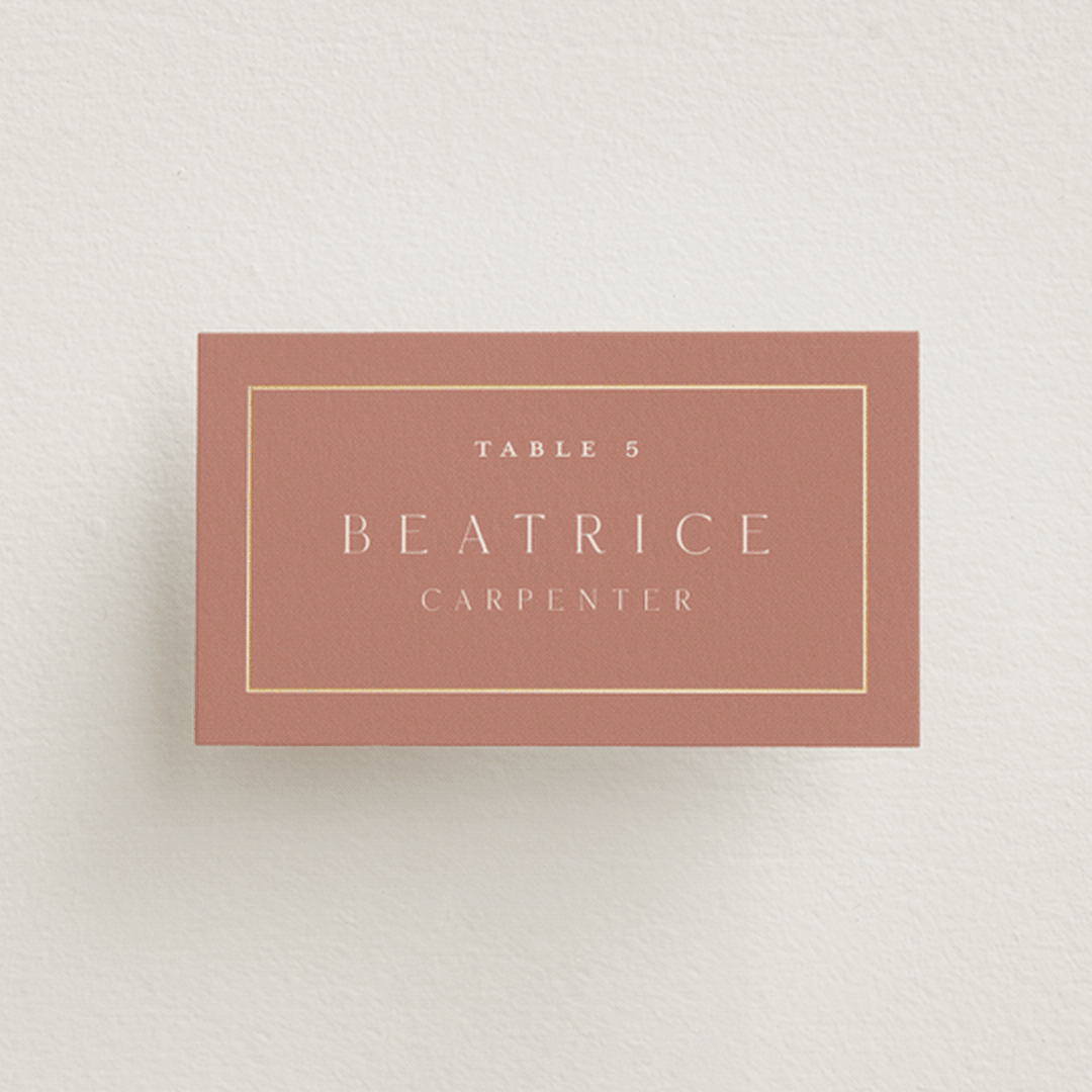 "Warm affection" - Place Cards in Dusty Rose by Stacey Meacham - Front with Free Guest Printing