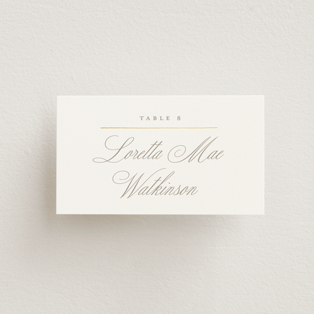 "Romantic Wreath" - Place Cards in Chantilly by Wildfield Paper Co - Front with Free Guest Printing
