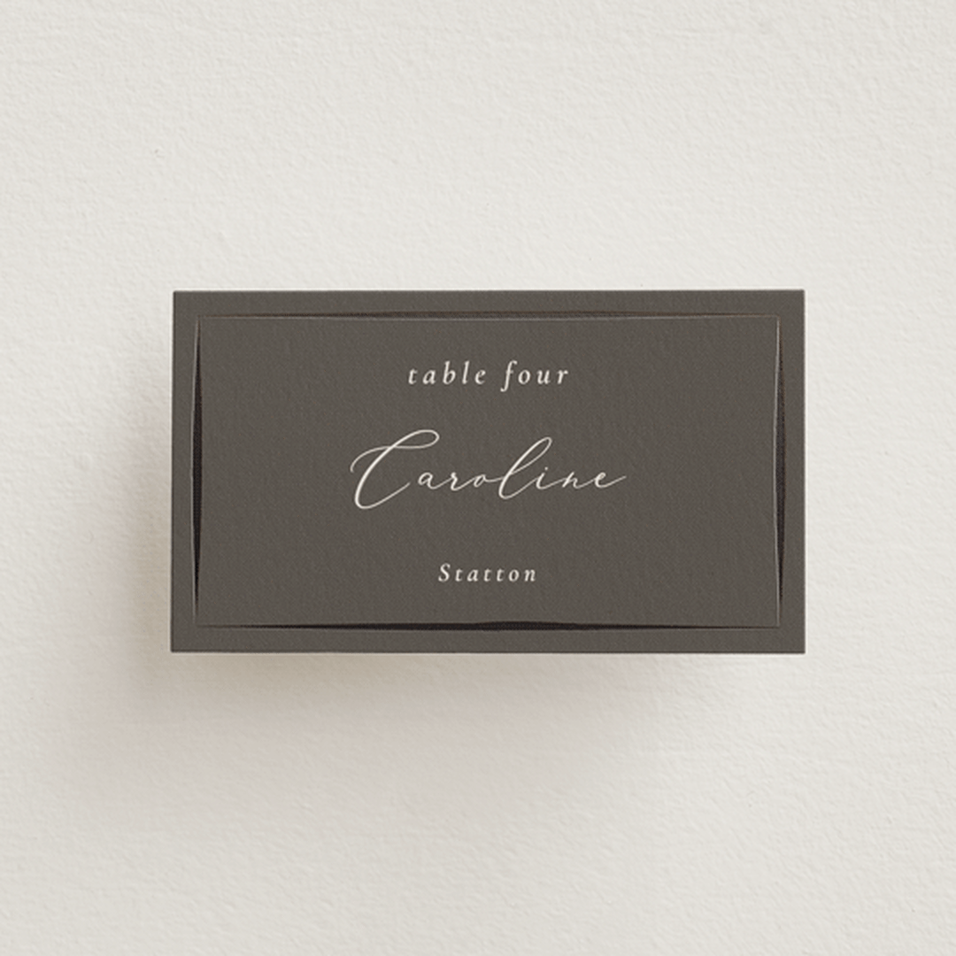 "Bow" - Place Cards in Tuxedo by Corinne Malesic - Front with Free Guest Printing