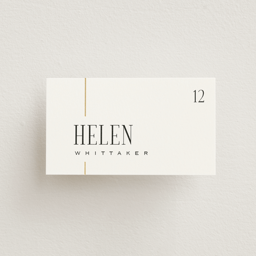 "Linear" - Place Cards in Silk by Laura Hankins - Front with Free Guest Printing