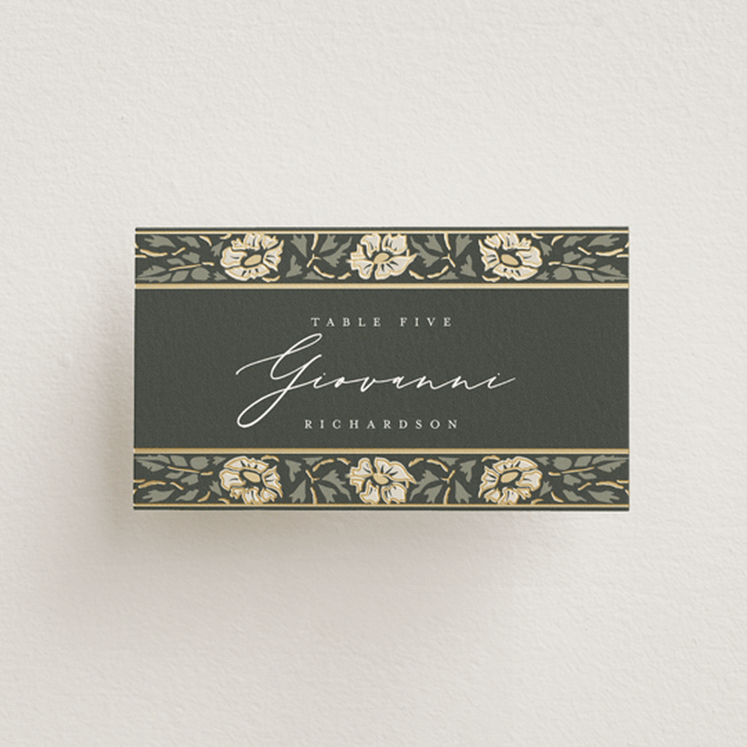 "Timeless Nature" - Place Cards in Emerald by Ana de Sousa - Front